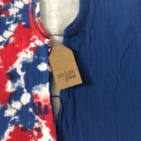 Chick Pea Two Piece Summer Style Sleeveless Blue and Tie Dye Romper Set Sz 3-6 M - Picture 8 of 16